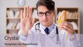  Presentation with fruits - Audience pleasing presentation theme consisting of disease - doctor in dieting concept backdrop and a light blue colored foreground
