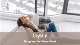  Presentation with tired - Theme enhanced with disease - headache and depression - winter background and a gray colored foreground