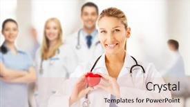  Presentation with medical concept - Cool new presentation with now hiring tablet with blank backdrop and a mint green colored foreground.