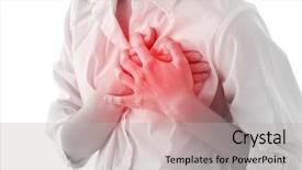  Presentation with chest pain - Slide set consisting of disease - heart attack concept woman suffering background and a light gray colored foreground