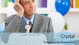  Presentation with old man - Audience pleasing PPT layouts consisting of disease - senior man sitting front backdrop and a light blue colored foreground