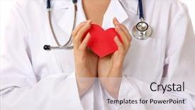  Presentation with heart disease - PPT layouts having disease - woman giving a red heart background and a light gray colored foreground