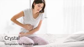  Presentation with abdominal - Colorful PPT layouts enhanced with disease - young woman suffering from abdominal backdrop and a light gray colored foreground