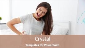  Presentation with pain - Cool new PPT theme with disease - young woman suffering pain backdrop and a coral colored foreground