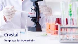  Presentation with scientist - Cool new presentation theme with disease investigation - female scientist researcher conducting backdrop and a sky blue colored foreground