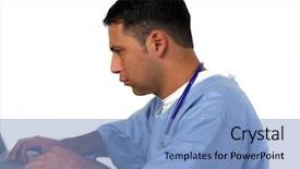  Presentation with medical worker - Presentation theme with disease prognosis - hispanic medical worker using background and a  colored foreground