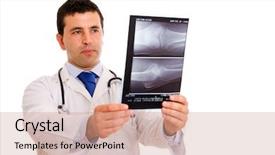  Presentation with doctor and collegue relationship - Beautiful theme featuring disease prognosis - young doctor looking backdrop and a coral colored foreground