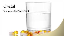  Presentation with water glass - Slides with diseased fish - glass of water and pills background and a white colored foreground