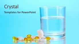  Presentation with blue water - Audience pleasing slide deck consisting of diseased fish - glass of water and pills backdrop and a white colored foreground