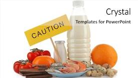  Presentation with gold food white - Colorful presentation theme enhanced with diseased fish - set of allergic food isolated backdrop and a white colored foreground