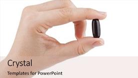  Presentation with black hand - Slide set enhanced with liver diseases - woman's hand holding black pill background and a lemonade colored foreground