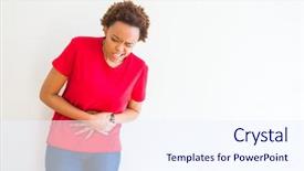  Presentation with stomach disease - PPT layouts enhanced with diseases - young beautiful african american woman background and a sky blue colored foreground