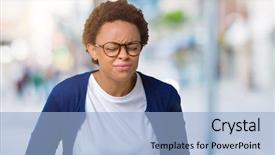  Presentation with stomach disease - Audience pleasing slide set consisting of diseases - young beautiful african american woman backdrop and a light blue colored foreground