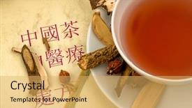  Presentation with traditional chinese medicine - Audience pleasing theme consisting of health natural remedies - ingredients for a tea backdrop and a yellow colored foreground