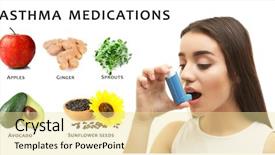  Presentation with medications - Audience pleasing presentation consisting of diseases vegetables - collage with asthma medications backdrop and a blonde colored foreground