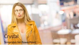  Presentation with funny - PPT theme having disess - beautiful young woman making funny background and a  colored foreground