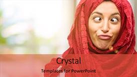  Presentation with wearing a surgical face mask - Colorful presentation theme enhanced with disess - young arab woman wearing hijab backdrop and a  colored foreground