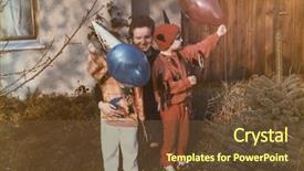  Presentation with children - Slide deck with disguised in carnival costumes early background and a tawny brown colored foreground