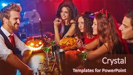  Presentation with night club - Beautiful PPT theme featuring disguised people drinking in club backdrop and a tawny brown colored foreground