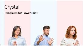 Presentation with people collage - Presentation theme having disgust face because aversion reaction background and a cool aqua colored foreground
