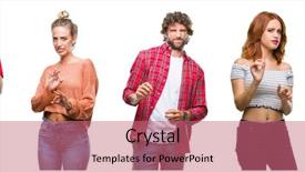  Presentation with collage of diversity people - Cool new PPT theme with disgust face because aversion reaction backdrop and a coral colored foreground
