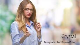  Presentation with glasses - Audience pleasing presentation theme consisting of disgust face because aversion reaction backdrop and a soft green colored foreground