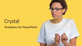  Presentation with african american in computer - Slide set featuring disgust face because aversion reaction background and a  colored foreground