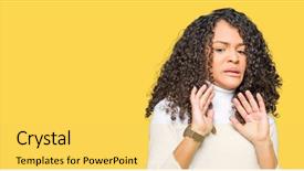  Presentation with real woman hair texture human - Audience pleasing presentation theme consisting of disgust face because aversion reaction backdrop and a  colored foreground