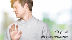  Presentation with adventure sports man - Cool new PPT layouts with disgust face because aversion reaction backdrop and a  colored foreground