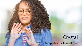  Presentation with curly hair - Beautiful slide deck featuring disgust face because aversion reaction backdrop and a  colored foreground