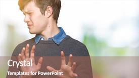  Presentation with elegant man in glasses optics - Cool new PPT layouts with disgust face because aversion reaction backdrop and a coral colored foreground