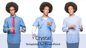  Presentation with afro - Slide set with disgust face because aversion reaction background and a light blue colored foreground