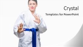  Presentation with karate - Presentation design enhanced with disgust face because aversion reaction background and a white colored foreground