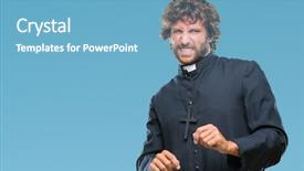  Presentation with catholic food - Presentation theme having disgusted expression displeased and fear background and a  colored foreground