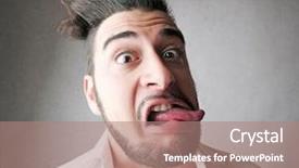  Presentation with weird psychology - Cool new presentation design with disgusted man with a weird backdrop and a coral colored foreground