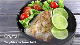  Presentation with freshwater fish - Presentation design with dish of fish fillet background and a gray colored foreground