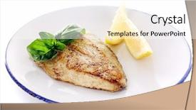  Presentation with trout fish file - Colorful slide set enhanced with dish of fish fillet backdrop and a white colored foreground