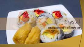  Presentation with sushi - PPT theme consisting of dish-of-japanese-sushi background and a yellow colored foreground
