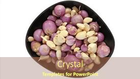  Presentation with grey black white - PPT theme consisting of dish-of-old-peeled-garlic background and a coral colored foreground