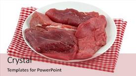  Presentation with african cloth - Audience pleasing PPT theme consisting of dish of raw fresh ostrich backdrop and a red colored foreground