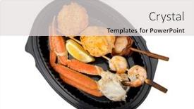  Presentation with crab - PPT theme with dish-of-seafood-including-crab background and a light gray colored foreground
