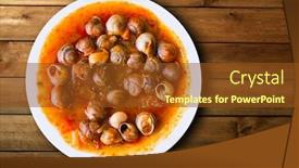  Presentation with spanish style - Colorful PPT theme enhanced with dish-of-snails-prepared backdrop and a tawny brown colored foreground