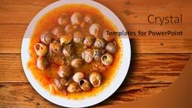  Presentation with spanish style - PPT layouts with dish of snails prepared at spanish traditional mediterranean style background and a red colored foreground