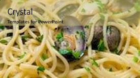  Presentation with clams - Slide set featuring dish of spaghetti and clams background and a yellow colored foreground