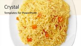  Presentation with basmati rice white rice rice - Slides having dish of vegetarian rice isolated background and a yellow colored foreground