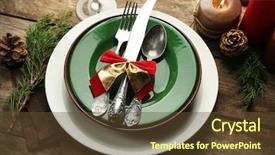 Presentation with christmas dinner - PPT layouts consisting of dish set served on table for christmas dinner background and a tawny brown colored foreground