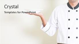  Presentation with portrait of indian macaque monkey - Amazing slide set having dish standing on plain background backdrop and a white colored foreground