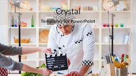  Presentation with show - Slide set consisting of dish tv - food cooking tv show background and a  colored foreground