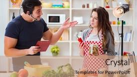  Presentation with show - PPT theme with dish tv - food cooking tv show background and a coral colored foreground