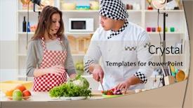  Presentation with show - Presentation theme having dish tv - food cooking tv show background and a coral colored foreground